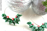 Wear your Christmas Wreath — how to make Christmas inspired hoop earrings using polymer clay and 19…