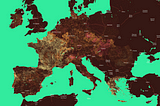 The dot map designed by Sheldon.studio to visualize the UERRA Copernicus open data on climate