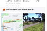 Strava workout summary at Golden Gate Park
