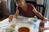 An Obruni Eating Fufu in Ghana