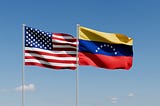 United States and Venezuela flags flying