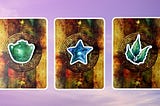 Three oracle pick a card piles: pile 1 — urn, pile 2 — star, and pile 3 — plant