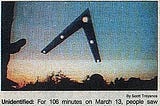 Newspaper clipping of the Phoenix Lights showing possible craft