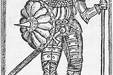 A woodcut illustration showing Erik the Red in armor.