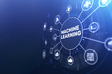 An illustration with the words “Machine Learning” at the center and icons of neural networks and artificial intelligence algorithms around it.