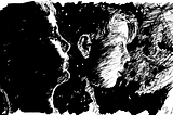 Close-up black line drawing of two boys’ faces from the side at night under leafy trees