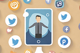 Image that shows many icons and graphics associated with social media.