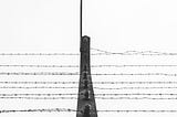 Electrified barb wire fence from a concentration camp in WWII Germany