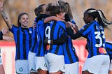 L’esultanza delle giocatrici dell’Inter