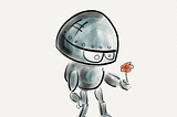 Robot holding a flower.