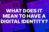 What Does it mean to have a Digital Identity?