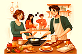 Roommates cooking together