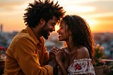Happy romantic Black Couple at Sunset