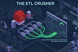 ETL pipeline optimization diagram showing memory-bound transforms, data flow, and performance monitoring system