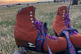 My orange roller skates at Tempelhof Airport