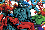 Captain Marvel dies as other heroes look on