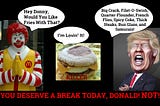 Donald Trump vs Ronald McDonald with an Egg McMuffin