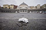 ‘Look down’, the marble child in Piazza Plebiscito, Naples