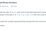 Leetcode problem 1022: Sum of Root To Leaf Binary Numbers