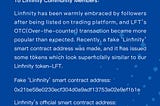 Notice On Fake ‘Linfinity’ Smart Contract Warning Linfinity (2018–07–17 18:30:31)