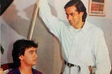 Salman Khan & Aamir Khan on the sets of ‘Andaz Apna Apna’.