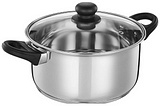 Amazon Brand — Solimo Stainless Steel Induction Bottom Dutch Oven with Glass Lid (24cm, 5 litres)