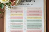 DIY wedding planning timeline infographic with month-by-month checklist for budget-conscious couples