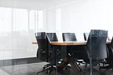 Empty glassed in conference room