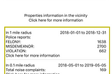 Real Estate data meets with neighborhood data.