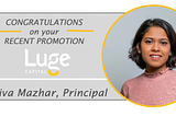 Laviva Mazhar has been promoted to Principal at Luge Capital/ Laviva Mazhar a été promue au poste…