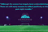 End of season thoughts — Henshaw Analysis