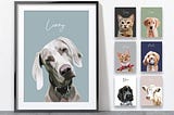 Pet Portrait, Hand-illustrated Custom Portrait, Personalized Dog Wall Art, Pet Memorial Ideas, Digital or Print, Couple Gift