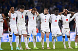 England team during penalties against Italy in Euro Finals