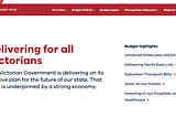 Homepage of State Budget Website available at www.budget.vic.gov.au