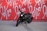 Harley Davidson LiveWire in front of love wall in los angeles