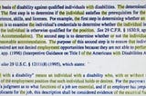 29 USC § 12111(8) (1995) states: A “qualified individual with a disability” is he/she who can…