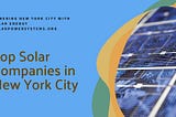 Top Solar Companies in New York City