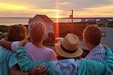 D with 3 of her best friends watching the sunset at beach house in Rhode Island