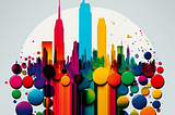 Damian Hurst inspired colourful skyline