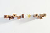 Wooden blocks spelling “Thank you”