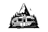 CAMPER CARAVAN SVG, Camper Clipart, Camping Svg, Camper Svg Cut Files For Cricut, Mountain Svg