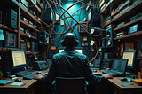 A dramatic, exaggerated photograph in the style of an award-winning photographer, depicting tangled wires, screens of computer code, and torn paper notes with ambiguous symbols. Stark, moody lighting creates deep shadows and a sense of confusion. The overall aesthetic captures a French grotesque art vibe, blending distorted digital elements with analogue textures, symbolising hidden complexities.