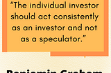 Charles Kenneth Rattley Jr : Investors shouldn’t act like speculators, but rather as investors.