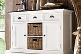 Halifax Accent White Painted Sideboard with Dark Wooden Top