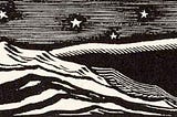 Rockwell Kent illustration of a whale breaking the surface of the waves