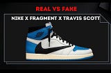 Real vs fake: Nike Travis Scott Fragment Air Jordan 1 High Legit Check