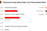 Password Reset Token Leak via X-Forwarded-Host