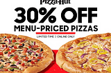 Pizza Hut Coupon Code : FLAT 30% OFF Offer For 2024