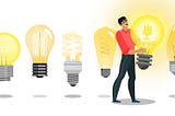 Man grabbing lightbulbs graphic-Never Run Out of Content Ideas