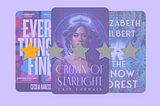 A one star rating overlaid over the books Crown of Starlight, The Snow Forest, and Everything’s Fine.